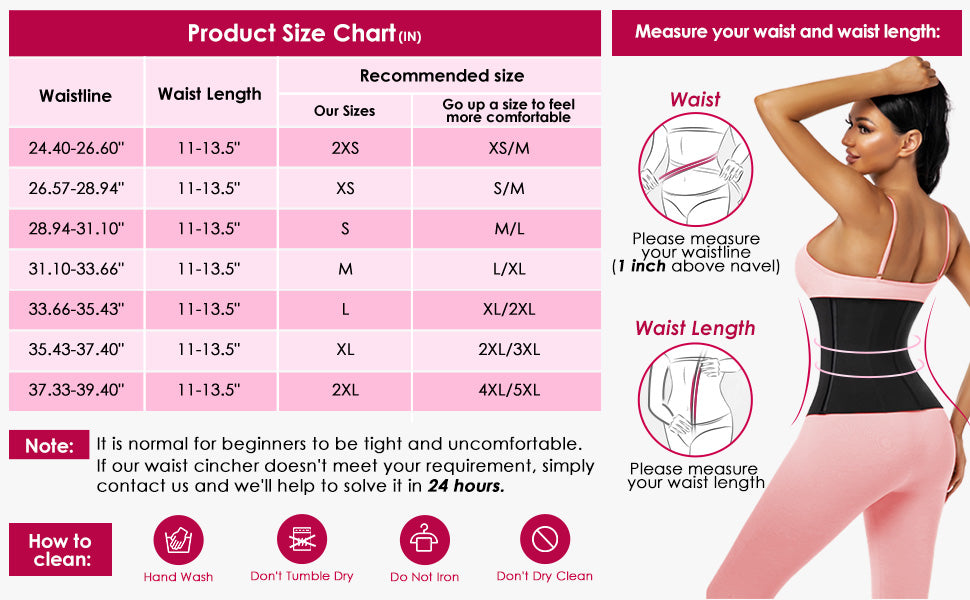 Size Chart Waist Trainer